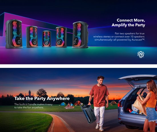 NEW Soundcore Rave 3 - AI Vocale Verwijdering Disclaimer - One Touch Karaoke Partybox Speaker - Next Level Feestgeluid met met Guitar / Wired Microphone Connection - Zwart van Anker — afbeelding 4