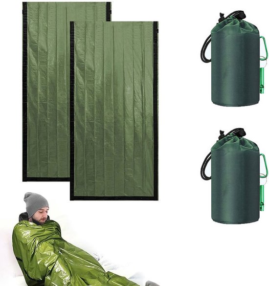 2-Stuks Noodslaapzak, ultralichte waterdichte thermische bivakzakhoes