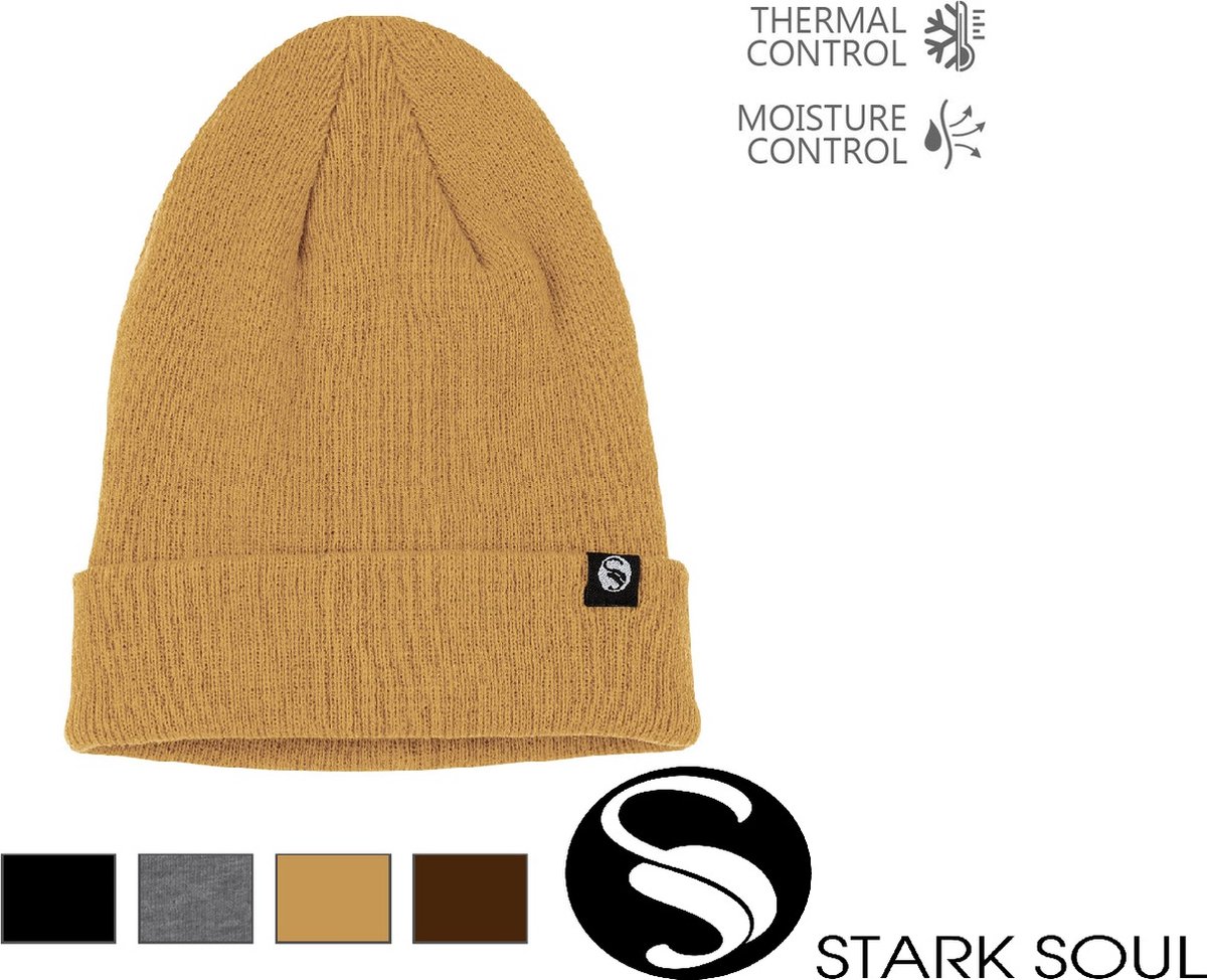 Stark Soul mutsen beanie muts fleece gevoerd winter unisex oker Okker