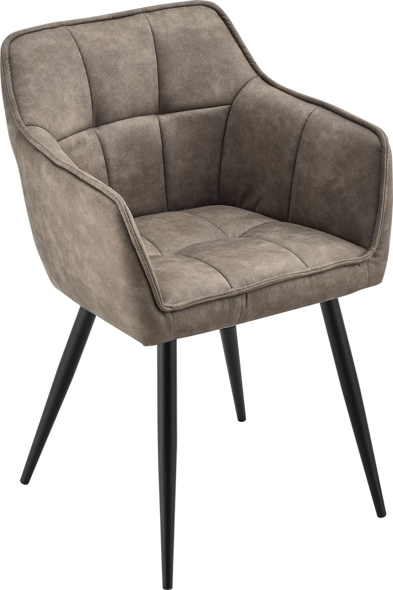 en.casa Eetkamerstoel Birmingham set van 4 fauteuils taupe en zwart [en.casa] taupe en zwart 4x