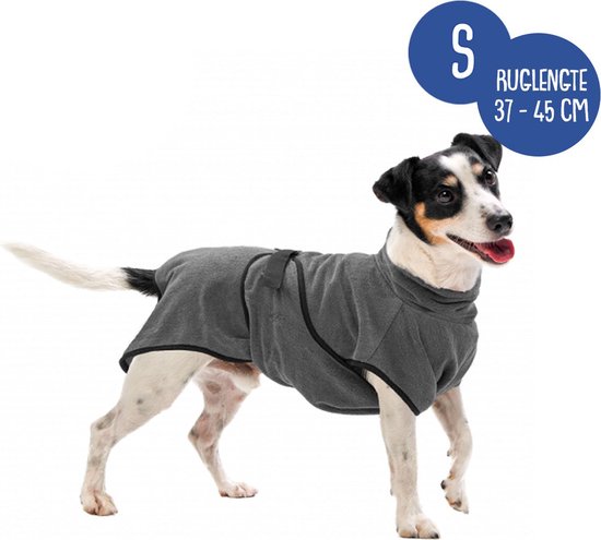 Royal Dry Badjas Hond - Microvezel Hondenbadjas - S - Ruglengte 37-45 cm - Grijs