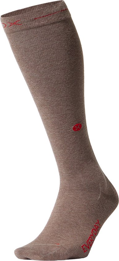 STOX Energy Socks Cotton Everyday Sokken Dames - Compressiekousen - Bruin / Rood - Katoen Compressie Sokken - Naadloos - Steunkousen - Maat: 36-38