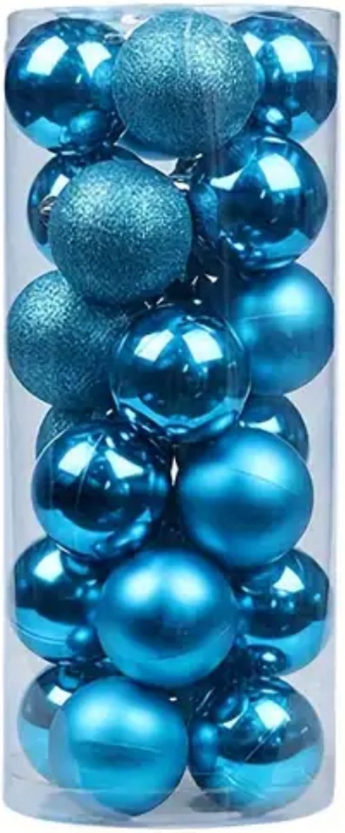 Bovista Kerstballen - Kerstversiering - Plastic - Meerblauw - 24 stuks