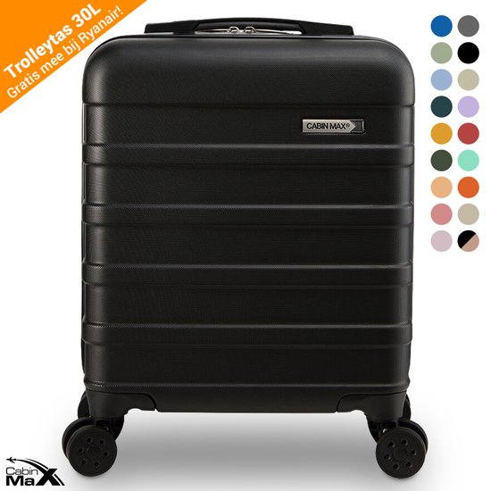 CabinMax Handbagage Koffer - Trolley 30L - Harde Reiskoffer - 45x36x20cm - Lichtgewicht - Groot Capaciteit - Zwart