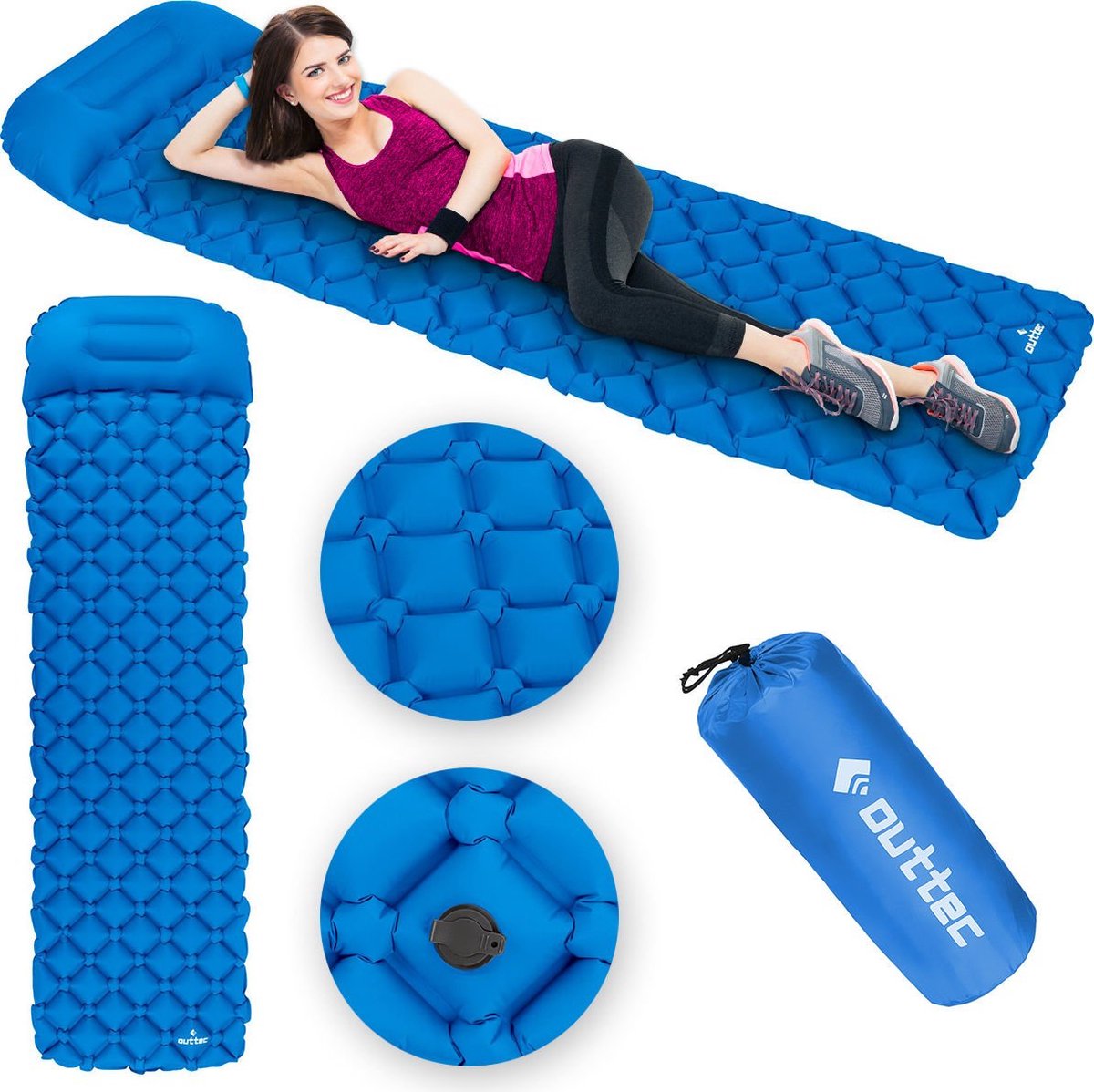 Outtec® Slaapmat, Opvouwbaar Waterdicht Luchtbed, Luchtbed voor Trekking, Outdoor, Strand, Camping, Wandelen