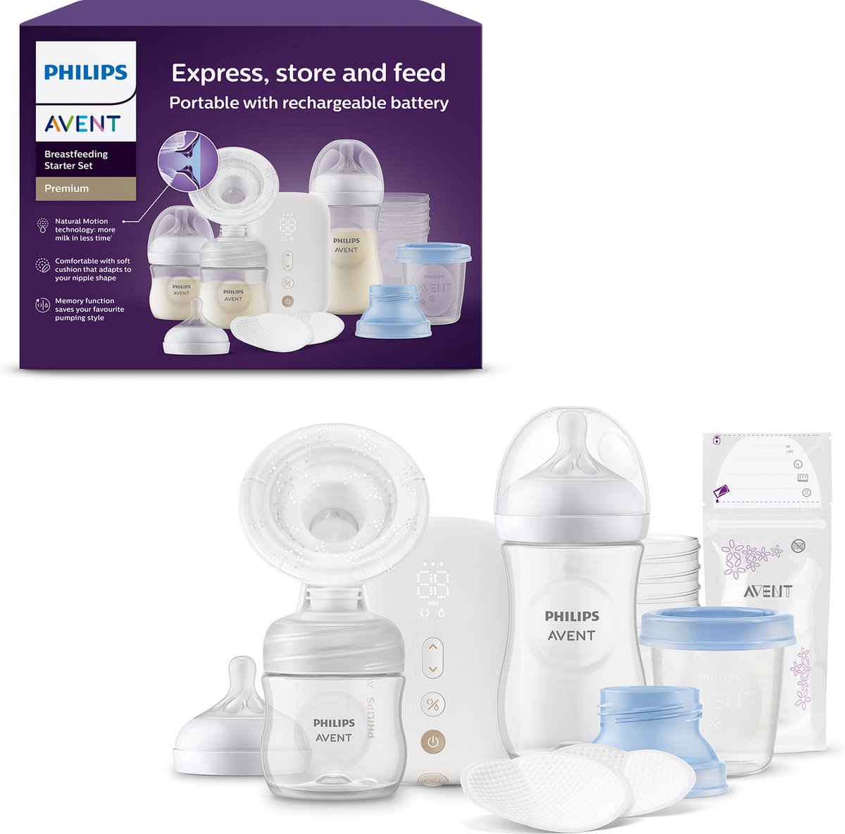 Goedkoopste Philips Avent Enkele Oplaadbare Elektrische Borstkolf Set - Cadeauset - Borstkolven - Draagbaar - SCD330/31