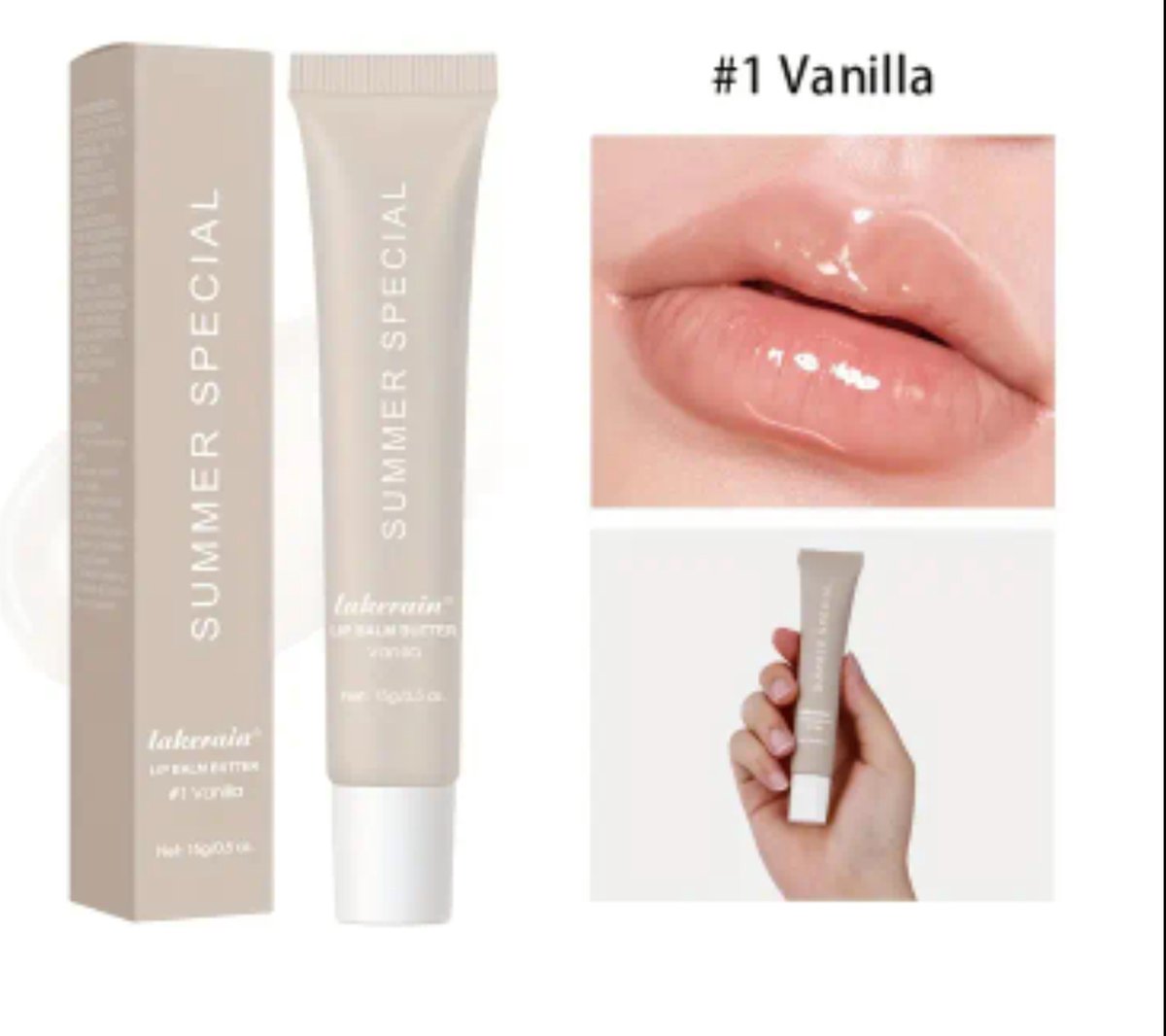 Lippenbalsem Vanille , naturel kleur zachte lipolie