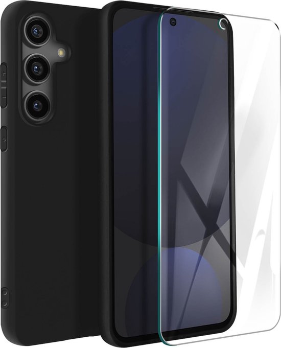 3mk, étui adapté pour Samsung Galaxy S24 FE en silicone doux au toucher et verre trempé, Zwart