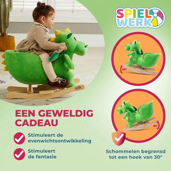 Spielwerk Schommelstoel kinderen dino met veiligheidsgordel