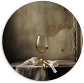 WallCircle® Wandcirkel 60x60 cm - Muurcirkel Strik - Beige - Witte - Wijn - Muurdecoratie woonkamer - Wanddecoratie keuken - Kamer decoratie accessoires - Ronde schilderijen