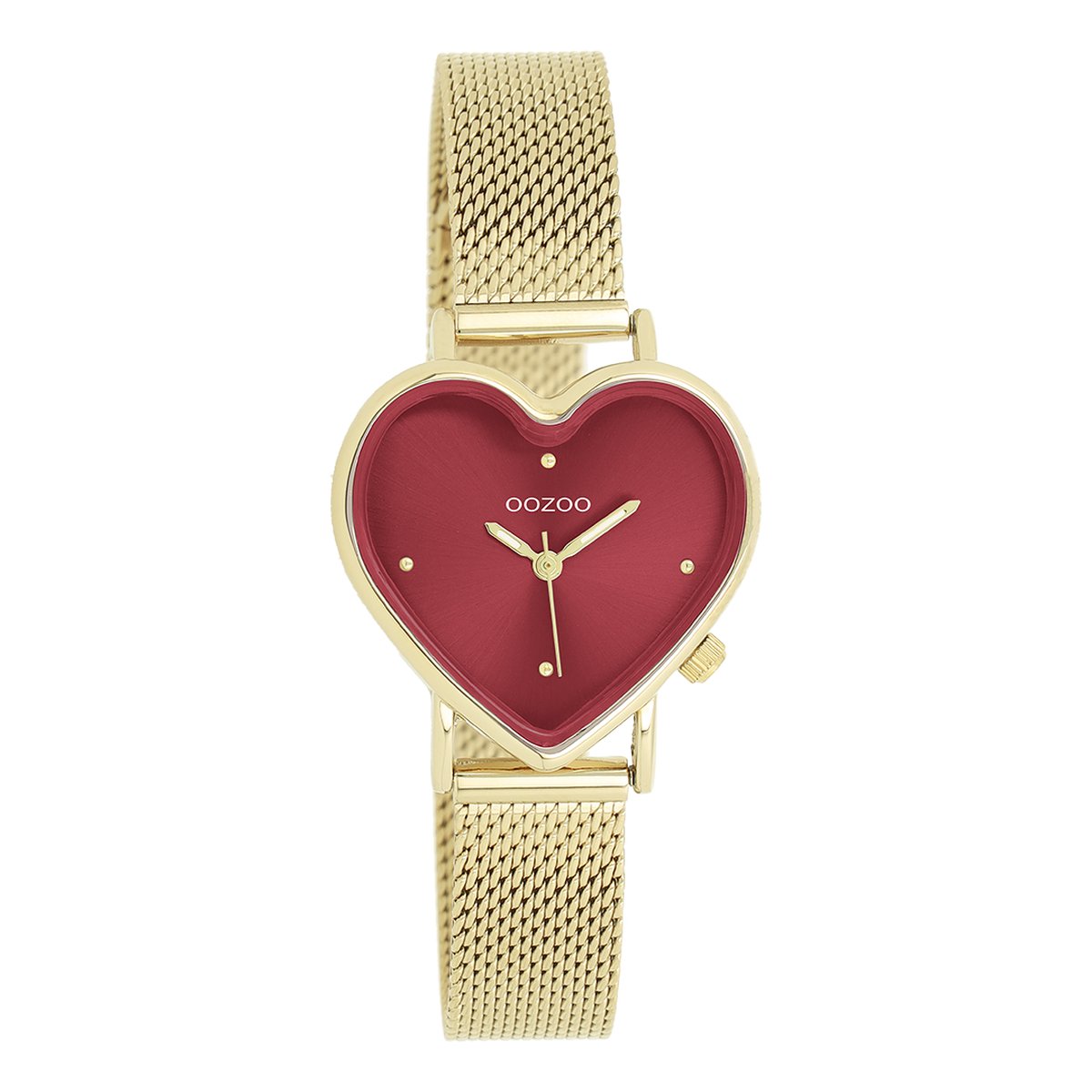 OOZOO Timepieces - Goudkleurige OOZOO horloge met goudkleurige metalen mesh armband - C11453