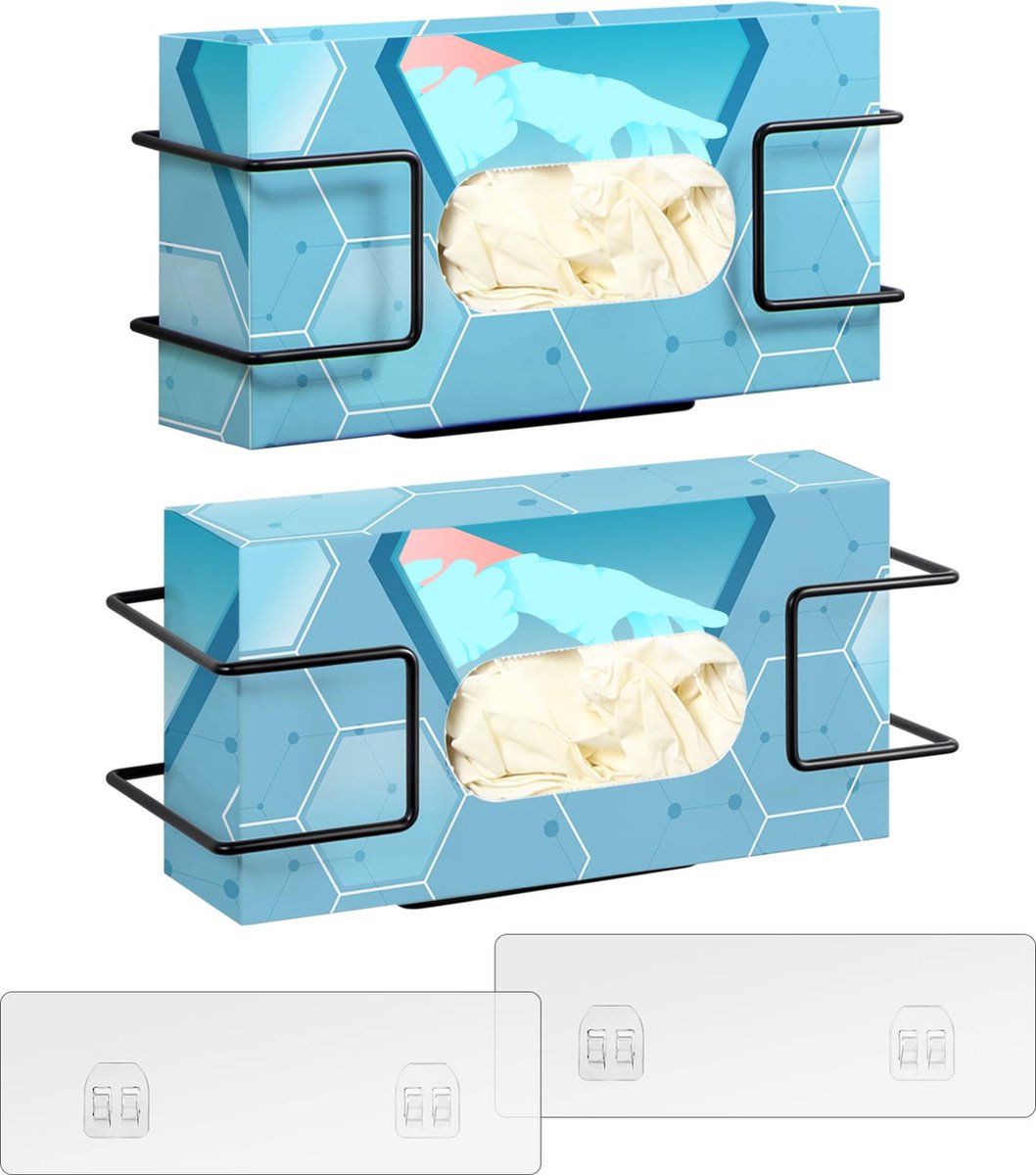 La'Moussawi ® Handige Wandhouder voor Handschoenen en Doekjes in Metaal Set van 2 Stuks
