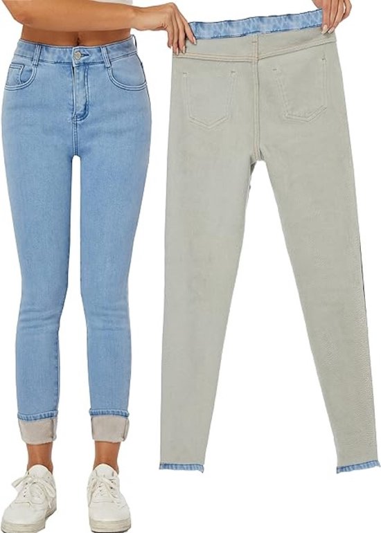 Jeans doublés - Jeans skinny femme - Jeans - Pantalon thermique - Pantalon Thermo - Bleu clair - Taille L x L37 - SNUGJEANS