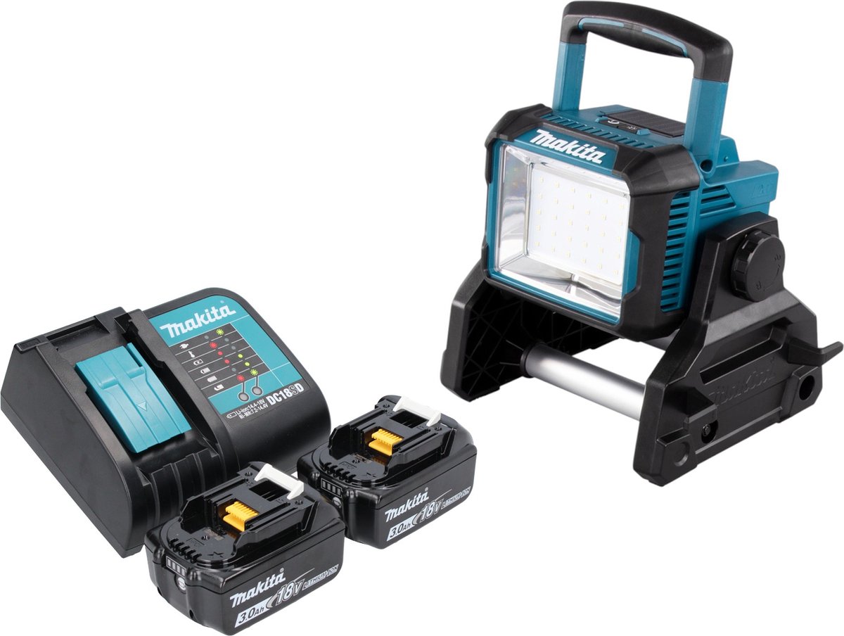 Makita DEADML 811 SF accu bouwspot 14,4 / 18 V 3000 lm LED + 2x accu 3.0 Ah + lader