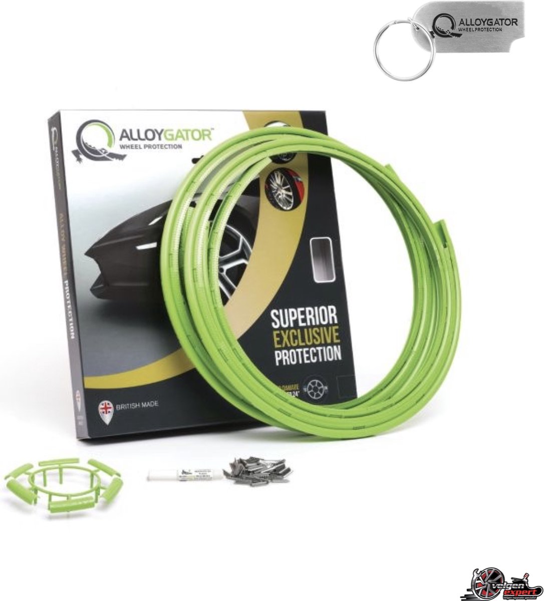 Alloygator Velgbescherming + Sleutelhanger | Groen | Stoeprand Bescherming | EXCLUSIVE (12-24" inch)