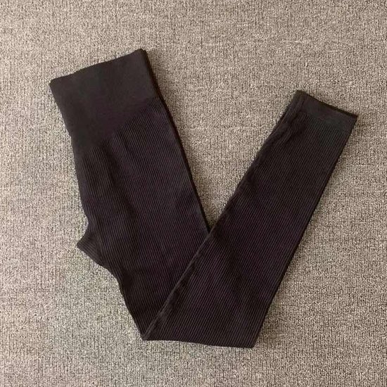 Wow Peach - Ribbed Legging - Shape Legging - Butt Lift - Yoga - Sporten - Work Out - Casual - High Waist - Zwart - Large van Wow Peach — afbeelding 3