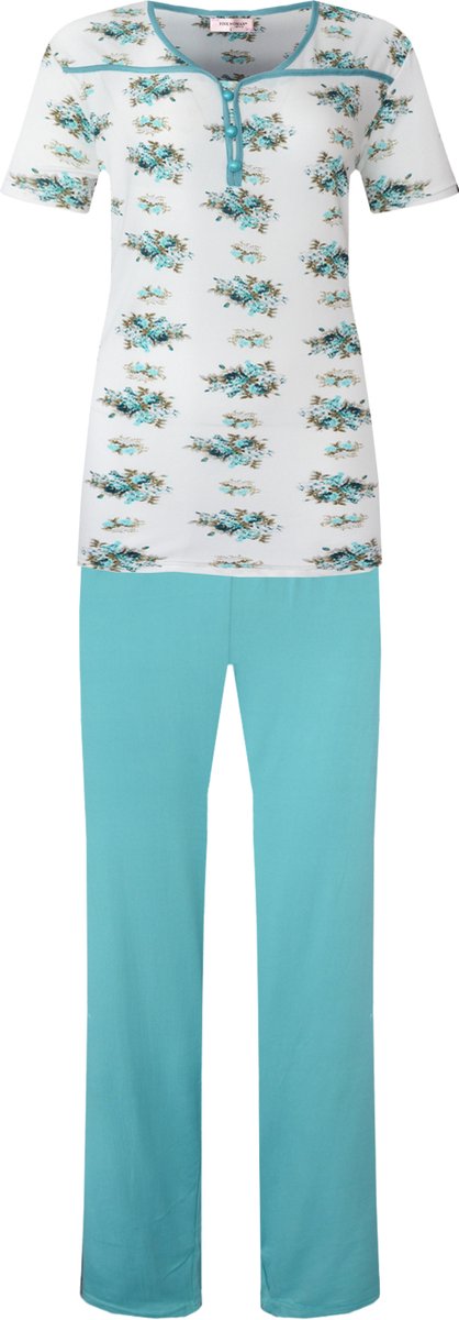 Dames pyjama gebloemd korte mouw groen XL