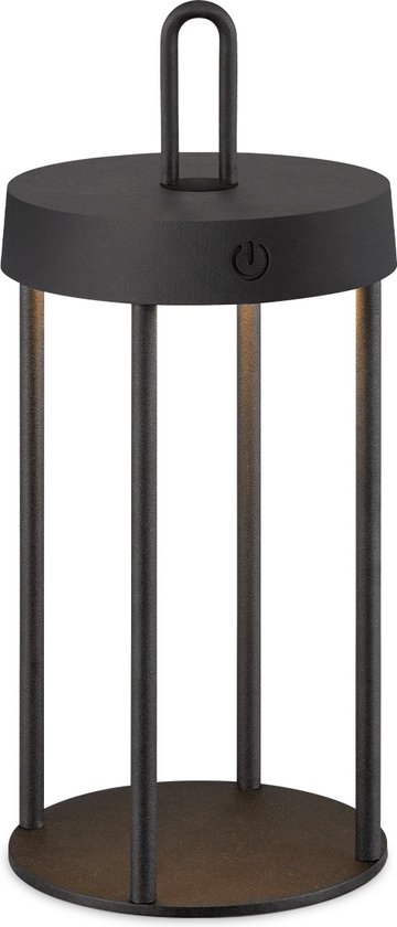 Home Sweet Home - Draadloze Oplaadbare LED Tafellamp - Binnen & Buiten - Dimbaar - ø12.8 × 28.4 cm - Warmwit licht - 3000mAh - Zwart