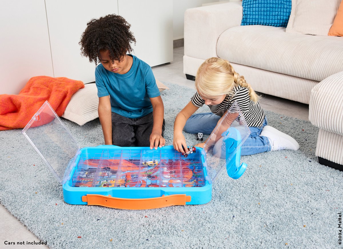 Klein Toys Hot Wheels - verzamelkoffer - vitrine - geschikt voor 54 auto's - blauw oranje — afbeelding 5