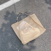 Strandtas - schoudertas - boodschappentas - tas - mesh - netstof - strandspeelgoed - strandhanddoeken - boodschappen