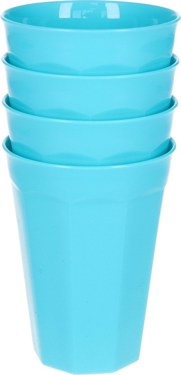 Goedkoopste Plasticforte Verjaardag/kinderen/camping drink bekers - 4x stuks - 300 ML - blauw - kunststof - onbreekbaar