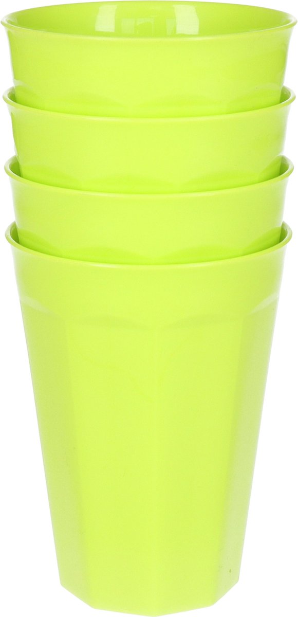 Goedkoopste Plasticforte Verjaardag/kinderen/camping drink bekers - 4x stuks - 300 ML - limegroen - kunststof - onbreekbaar