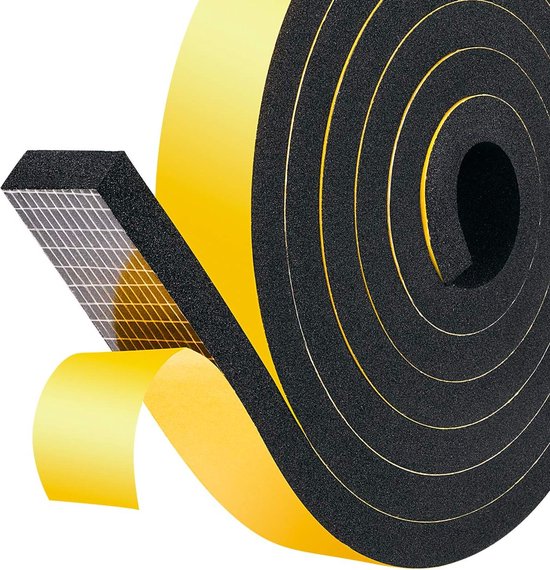 Joint d'étanchéité en caoutchouc souple - Ruban adhésif d'isolation phonique - 25 mm x 10 mm x 2 m - Pour portes, fenêtres, climatiseurs, calfeutrage et isolation phonique, 1 rouleau