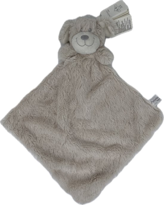 Knuffeldoekje baby en peuter - Kraamcadeau - Knuffeldoek met hond als dierenvriendje - Vierkant 30x30 cm - Beige - Knuffelzacht — afbeelding 3