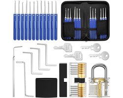 Lockpick Set – met Hangslot Professionele Kwaliteit – Oefenslot met Gebruiksaanwijzing – met Opbergtas