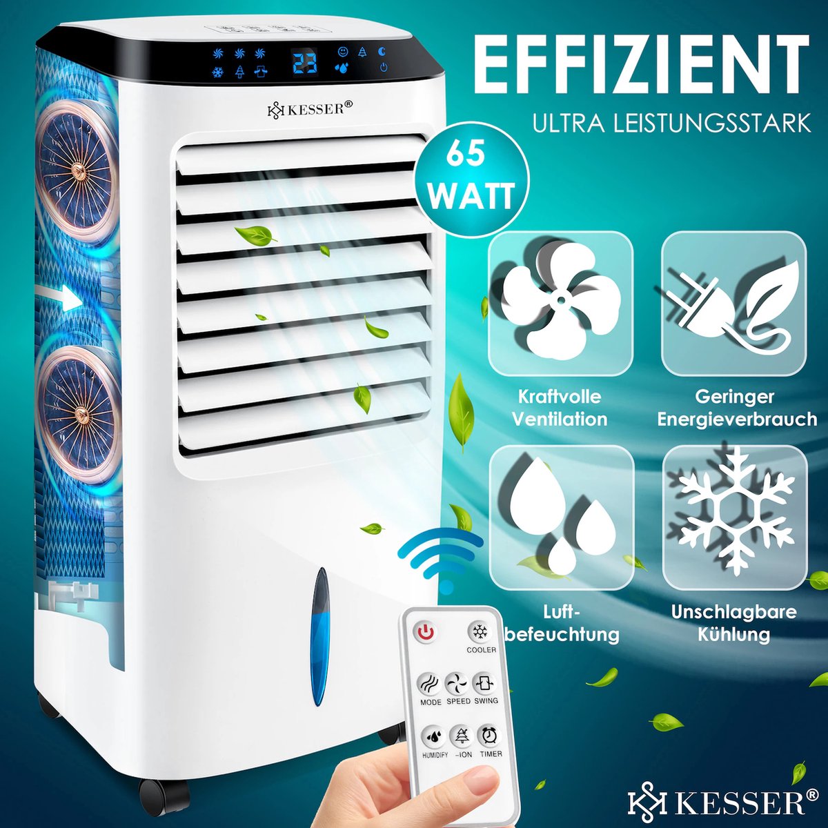 TROTEC Aircooler PAE 11 Luchtkoeler 3-in-1 Mobiele Airconditioning Luchtbevochtiger Ventilator 3 L Waterreservoir Verdampingskoeling Luchtfilter