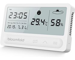 Bloomfold Digitale Hygrometer - Thermometer voor binnen - Luchtvochtigheidsmeter - Weerstation - Wit