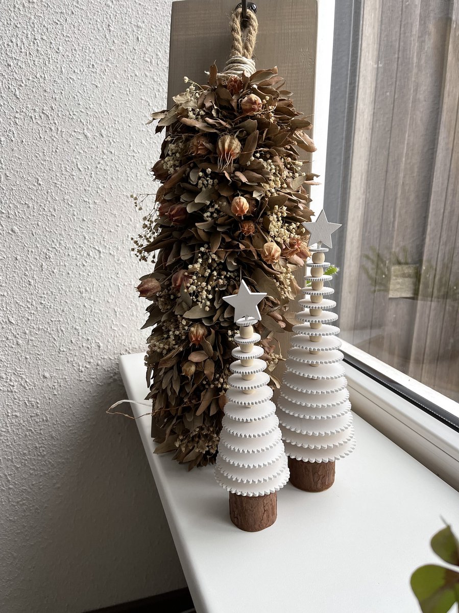 Mini Kerstboom - wit - set 2 stuks