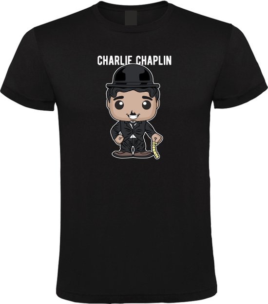 Charlie Chaplin - Unisex T-Shirt - L - Zwart