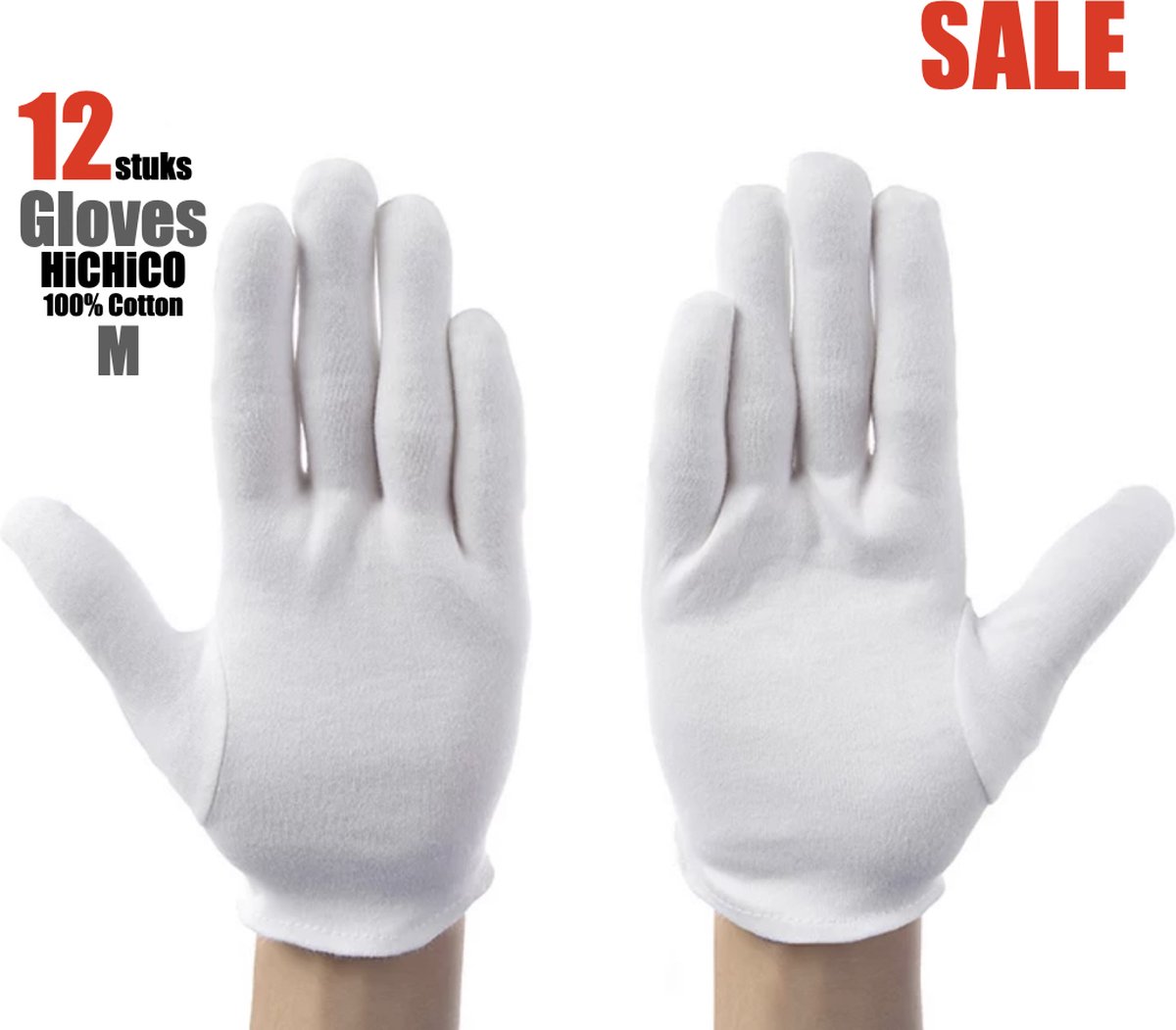 Witte Katoenen Handschoen – Gloves Soft 100% Cotton Gloves Coin Jewelry Silver Inspection Gloves Stretchable Lining Glove - Handschoenen - Handschoenen Cotton Maat M 12Stuks/6Pairs - M - HiCHiCO