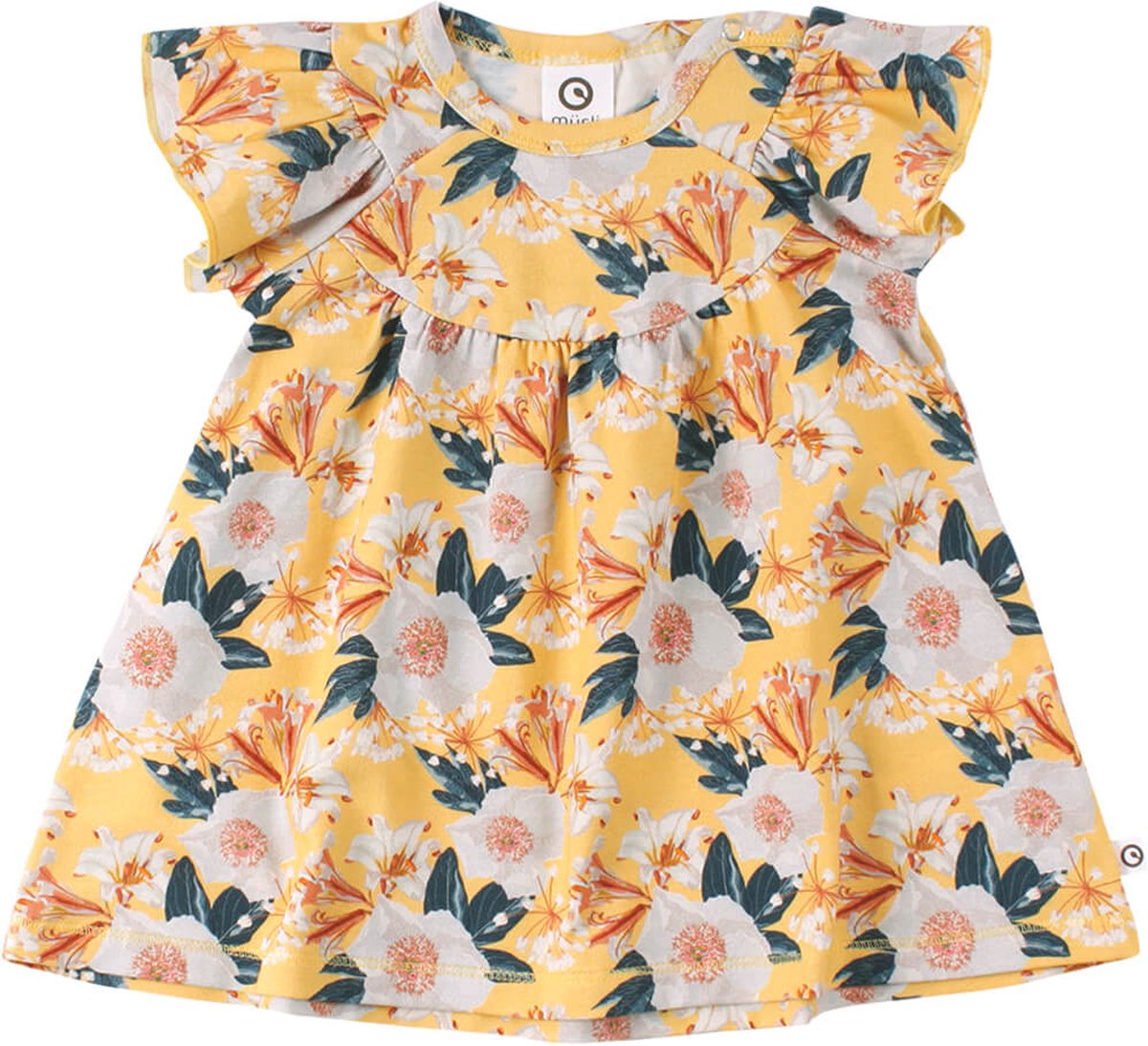 Müsli Bloom Gather Dress - Jurk - Baby - Geel - Meisje - Maat: 74