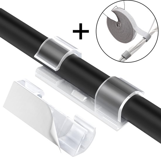 Zelfklevende Kabelclips (20 Stuks) | Transparante Kabelbinders