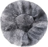 KUSSIES® Kussen 40 Cm Met Wasbare Hoes - Donkergrijs Tie Dye - Hondenkussen Kattenkussen - Donut Ronde Kattenmand Kat Puppy Harige Rood Rode Donkerro