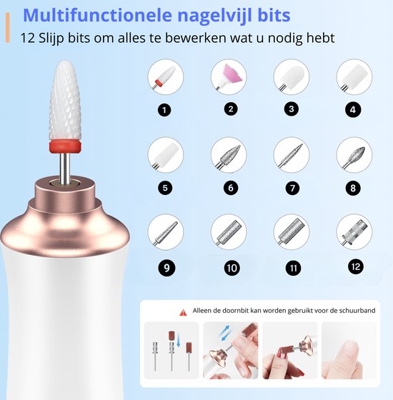 MetuX® Lime à Ongles Électrique - Coupe-Ongles - Set Manucure et Pédicure - Sans Fil - 12 Embouts - Avec Station de Charge - Dissolvant de Callosités - Limes à ongles Bébé - Set de manucure Bébé - Coupe-ongles