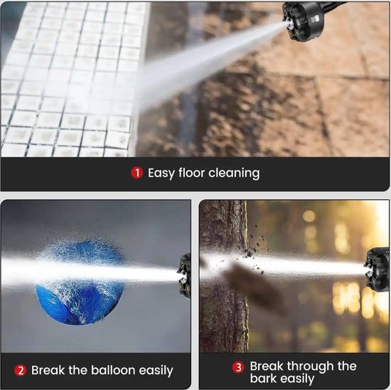 Mygroot - Hogedrukreiniger - Electrische - 6 n 1 verstelbaar mondstuk - borstel loze Motor - 5 meter waterslang. van Mygroot — afbeelding 5