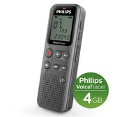 Philips VoiceTracer Audio Recorder DVT1110 - WAV (PCM) - 512kbps - 4GB - USB aansluiting - Antraciet