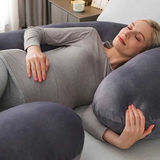 Earkings Zwangerschapskussen Zijslaapkussen 140x70cm C-vorm met Afneembare hoes - Body Pillow donkergrijs van Earkings — afbeelding 4