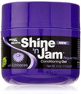 Paarse pot met 'Shine 'n Jam' Regular Hold Conditioning Gel. Bevat Echinacea. Nieuw.