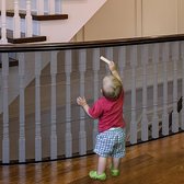 Veiligheidsnet voor kinderen en huisdieren - zwart - baby beschermings net voor balkon en trap - 300 x 79 cm - robuust-verstelbaar-traphek-veiligheidshek van mesh voor katten en speelgoed, vangnet, baby relingnet-balkongaas -gaasnet - veiligheidshek