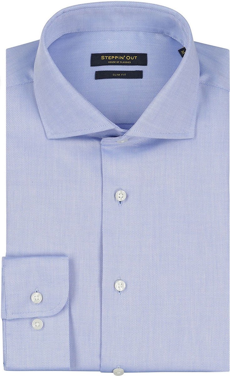 Steppin' Out Overhemd Slim-Fit Dobby Lichtblauw - Maat XXL - Heren