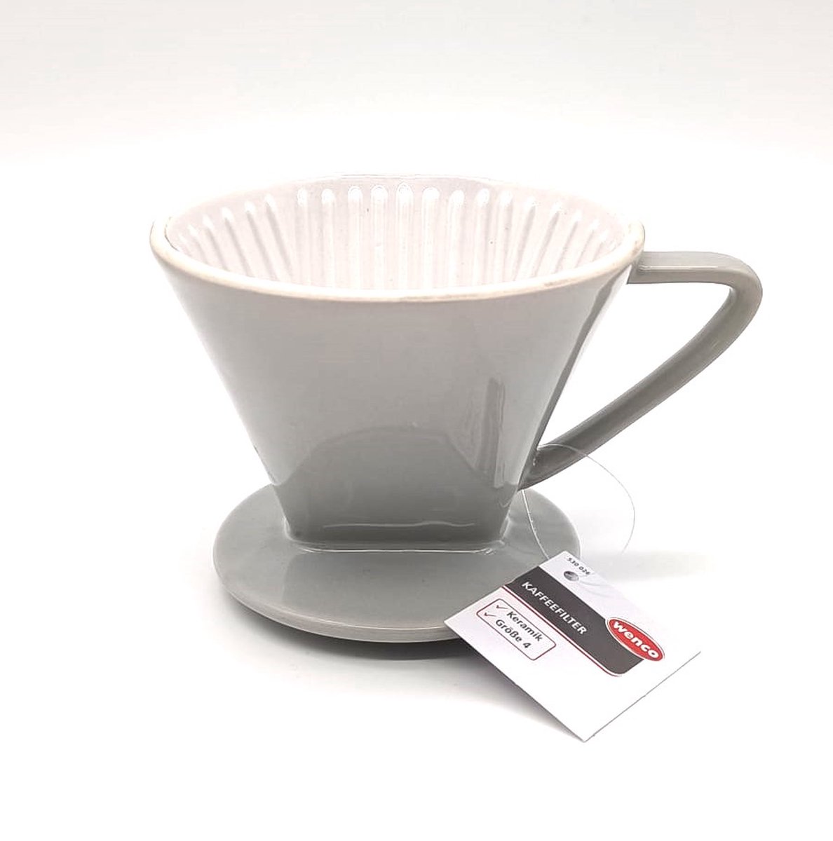 Wenco - Keramische Koffiefilter - Maat 4 - Duurzaam - Veelzijdig - Stijlvol - Grijs