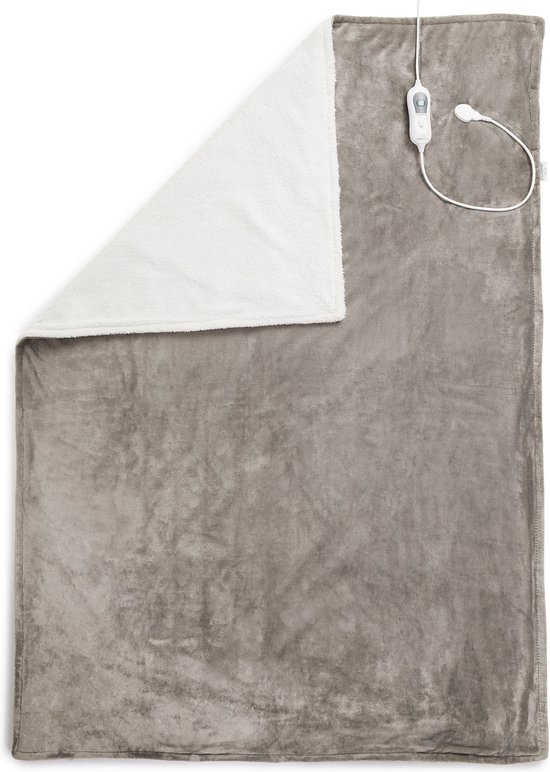 SleedMed Elektrische Knuffeldeken Taupe - Bovendeken - Warmtedeken - Fleece&Flanel - 180x130cm - 180min Timer