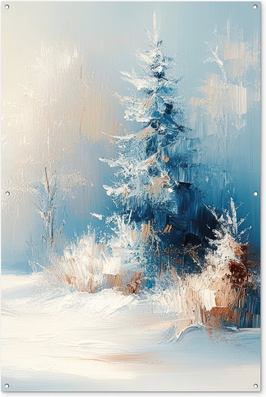 Affiche de jardin 120x180 cm - Décoration de jardin Forêt - Hiver - Nature - Abstrait - Neige - Affiche pour le jardin - Décoration extérieure - Tableau de jardin clôture - Décoration murale sur toile de jardin - Décoration murale sur toile de balcon