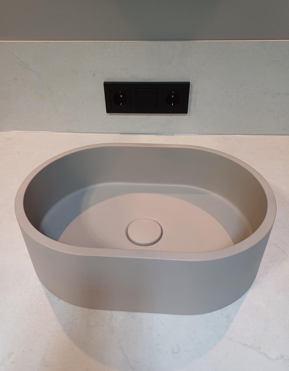Sanimex Crystal 30 betonnen opzetwaskom - Waskom - Wastafel - Beton - Midden Grijs