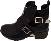 LUCKYSHOES-CHAUSSURE FANTAISIE-FERMETURE ÉCLAIR SUR LE DEVANT-2 SANGLES AVEC BOUCLE-TALON 3 CM-38