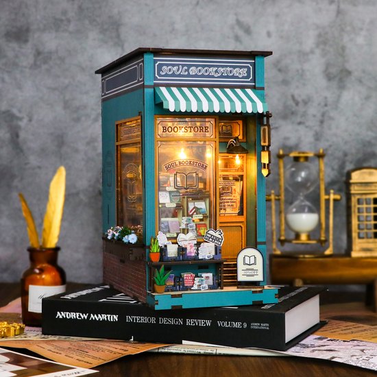 Rolife Book Nook Kit für Erwachsene DIY Miniature House mit Licht Silent Corner Study Booknook